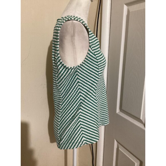 Maeve by Anthropologie Tank Top Womens Small Green White Striped Textured Knit - Picture 2 of 6